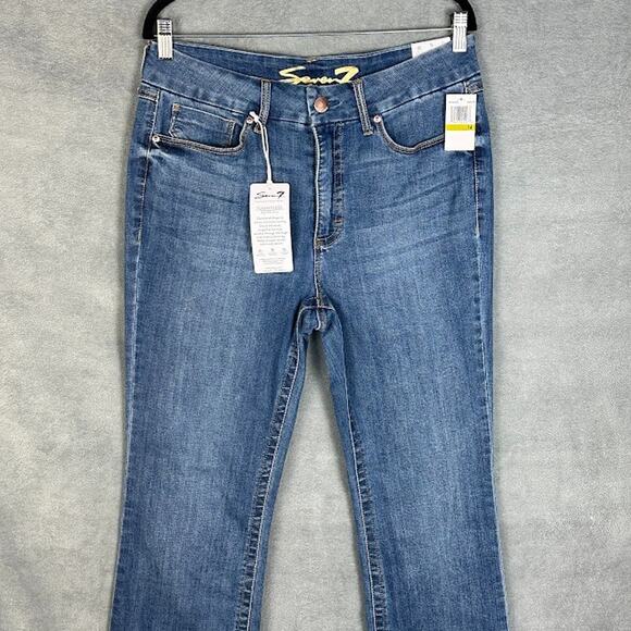 Seven7 Jeans Womens 14 Blue Tummyless High Rise Boot Stretch Pockets Medium Wash - Picture 2 of 14